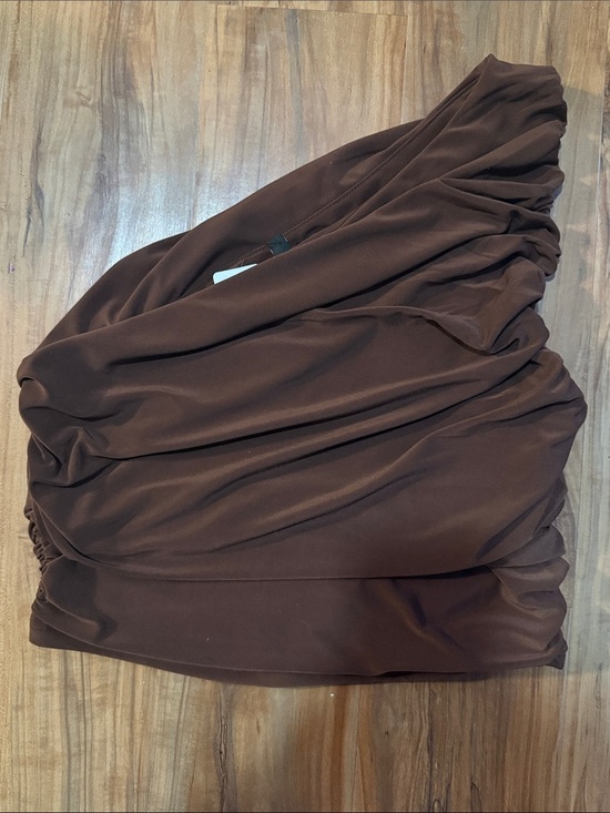 Express Dresses & Skirts - Express Brown Asymmetrical Draped Skirt